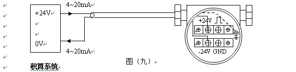 涡街流量计输出标准4~20ma电流信号的两线制变送器采用dc24v电源供电